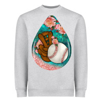 Heather Grey baseball and western roses teardrop  3 Heavyweight Sweatshirt - BundleAndBundleShop