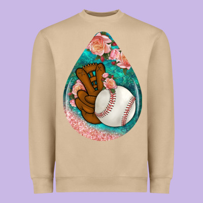 Baseball And Western Roses Teardrop  3 Heavyweight Sweatshirt Designed By Bundleandbundleshop