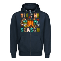 Navy Tis' the season Zipper Hoodie - texasbilliewilder