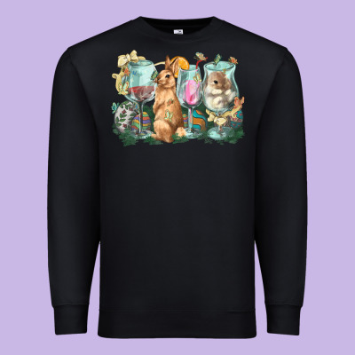 Easter Day Wine Glasses Bunny Premium Sweatshirt Designed By Howdyjamesfarm