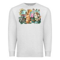 Oatmeal Heather Easter Day wine glasses bunny Premium Sweatshirt - HowdyJamesFarm