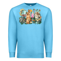 Ocean Blue Easter Day wine glasses bunny Premium Sweatshirt - HowdyJamesFarm