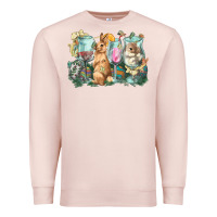 Pale Pink Easter Day wine glasses bunny Premium Sweatshirt - HowdyJamesFarm