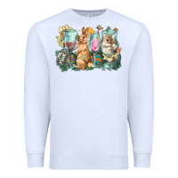 White Easter Day wine glasses bunny Premium Sweatshirt - HowdyJamesFarm