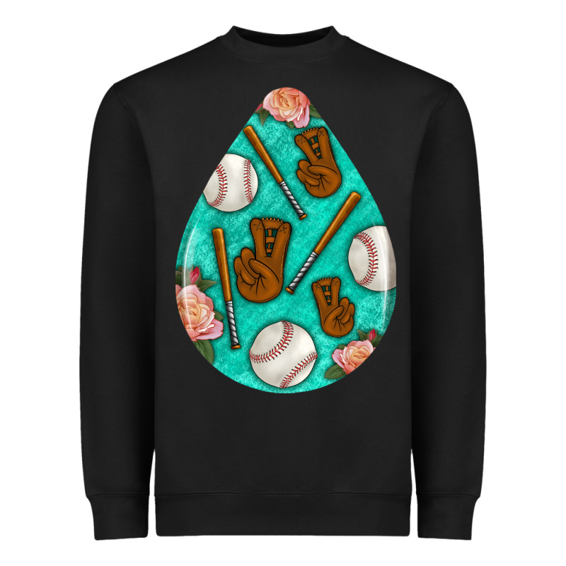 Baseball And Western Roses Teardrop  5 Heavyweight Sweatshirt by BundleAndBundleShop | Teevron