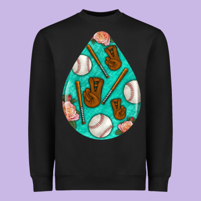 Baseball And Western Roses Teardrop  5 Heavyweight Sweatshirt Designed By Bundleandbundleshop