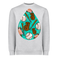 Heather Grey baseball and western roses teardrop  5 Heavyweight Sweatshirt - BundleAndBundleShop