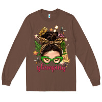 Chestnut Glamping Messy Bun With Glamping Camp Tent Bbs Long Sleeve Tee - BundleAndBundleShop