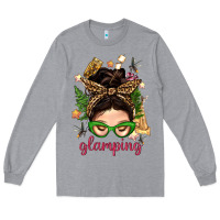 Glamping Messy Bun With Glamping Camp Tent Bbs Long Sleeve Tee | Teevron