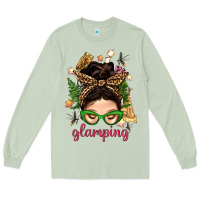 Matcha Glamping Messy Bun With Glamping Camp Tent Bbs Long Sleeve Tee - BundleAndBundleShop