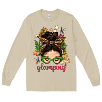 Mushroom Glamping Messy Bun With Glamping Camp Tent Bbs Long Sleeve Tee - BundleAndBundleShop