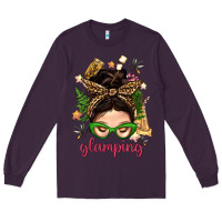 Plum Glamping Messy Bun With Glamping Camp Tent Bbs Long Sleeve Tee - BundleAndBundleShop