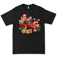 Black christmas tree cake with farm track and santa ado Premium Tee - AdoDesignShop