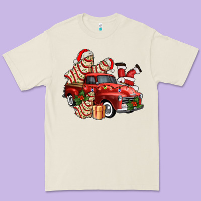 Christmas Tree Cake With Farm Track And Santa Ado Premium Tee Designed By Adodesignshop