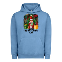 Pigment Pebble Blue I'm Watching You Elf Urban Hoodie - FaDigitalArtStudio