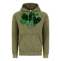 Vintage Olive leopard hearts st patricks day Vintage Hoodie - MaliasSmallBusiness