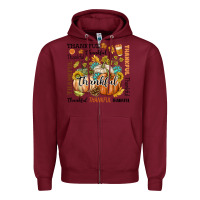 Burgundy Thankful Zipper Hoodie - texasbilliewilder