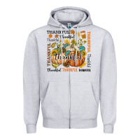 Heather Grey Thankful Zipper Hoodie - texasbilliewilder