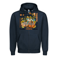 Navy Thankful Zipper Hoodie - texasbilliewilder
