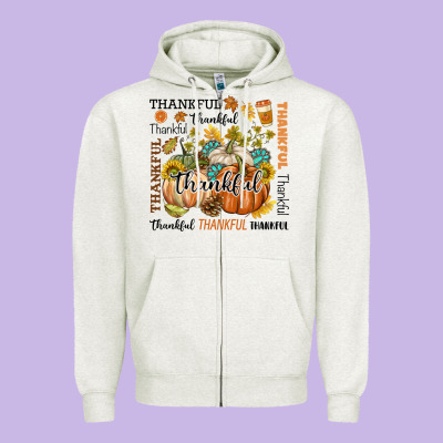 Thankful Zipper Hoodie Designed By Texasbilliewilder