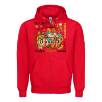 Red Thankful Zipper Hoodie - texasbilliewilder
