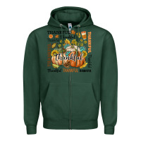 Sports Green Thankful Zipper Hoodie - texasbilliewilder