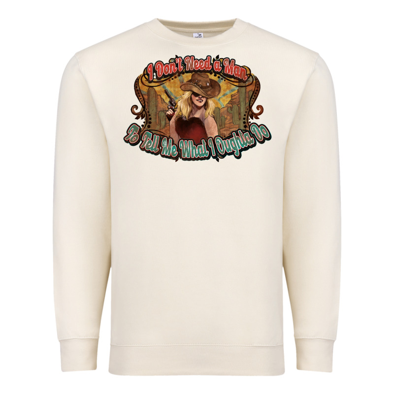 I Don't Need A Man Cowgirl Western Premium Sweatshirt by HowdyJamesFarm | Teevron