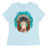 Baby Blue hereford indian headdress Ladies Tee - JahusDesignShop