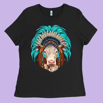 Hereford Indian Headdress Ladies Tee Designed By Jahusdesignshop