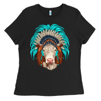 Black hereford indian headdress Ladies Tee - JahusDesignShop