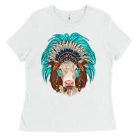 White hereford indian headdress Ladies Tee - JahusDesignShop
