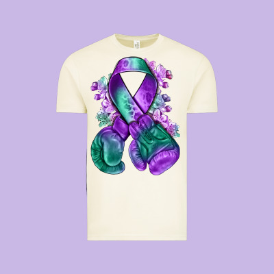 Purple And Green Anal Cancer With Boxing Gloves Na Vintage Tee Designed By Nancycooperartshop