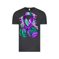 Vintage Black purple and green anal cancer with boxing gloves na Vintage Tee - NancyCooperArtShop