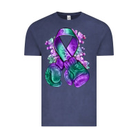 Vintage Denim purple and green anal cancer with boxing gloves na Vintage Tee - NancyCooperArtShop