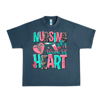 Midnight Navy nursing is a work of heart Urban Heavy Tee - NancyCooperArtShop