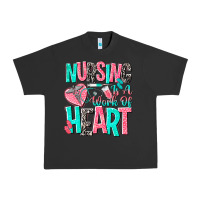 Pigment Black nursing is a work of heart Urban Heavy Tee - NancyCooperArtShop