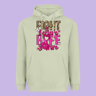 Fight Believe Hope Survive Cancer Awareness Heavyweight Hoodie Designed By Howdyjamesfarm
