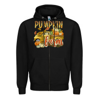 Black Pumpkin farm with truck Zipper Hoodie - texasbilliewilder