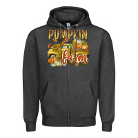 Charcoal Heather Pumpkin farm with truck Zipper Hoodie - texasbilliewilder