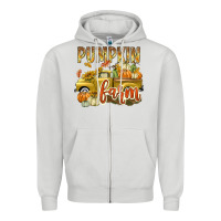 Dove Grey Pumpkin farm with truck Zipper Hoodie - texasbilliewilder