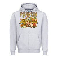 Heather Grey Pumpkin farm with truck Zipper Hoodie - texasbilliewilder