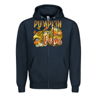 Navy Pumpkin farm with truck Zipper Hoodie - texasbilliewilder
