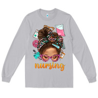 Moon Dust Messy Bun Nursing With Leopard Glasses Bbs Long Sleeve Tee - BundleAndBundleShop