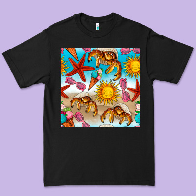 Beach Seamless Pattern Premium Tee Designed By Bundleandbundleshop