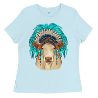 Baby Blue charolais indian headdress Ladies Tee - JahusDesignShop