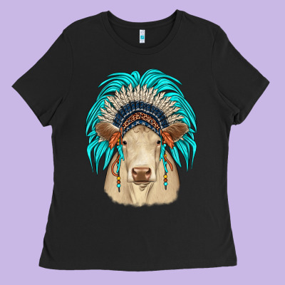 Charolais Indian Headdress Ladies Tee Designed By Jahusdesignshop