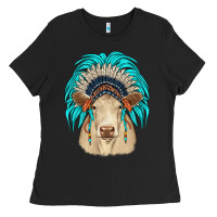 Black charolais indian headdress Ladies Tee - JahusDesignShop