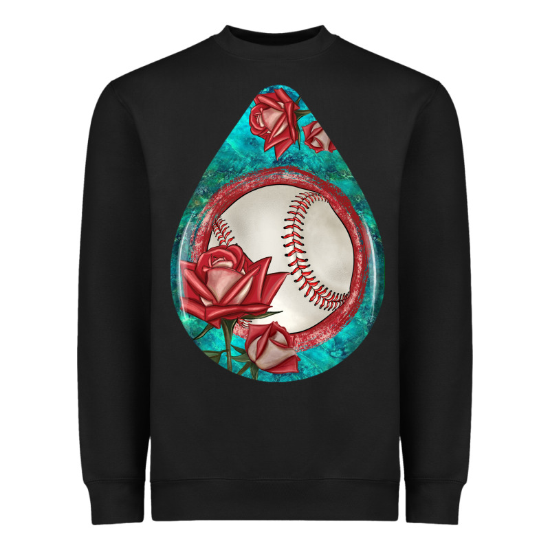 Baseball And Western Roses Teardrop  7 Heavyweight Sweatshirt by BundleAndBundleShop | Teevron
