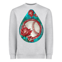 Heather Grey baseball and western roses teardrop  7 Heavyweight Sweatshirt - BundleAndBundleShop