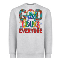Heather Grey Lgbtq God Loves Everyone With Unicorn Heavyweight Sweatshirt - BundleAndBundleShop